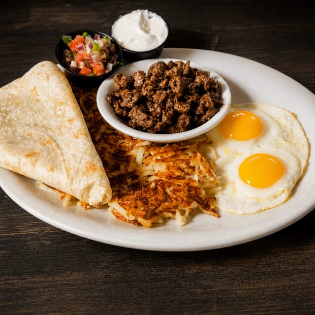 Eggs & Carne Asada.
